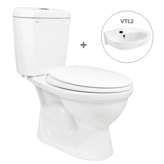 Bàn Cầu 2 Khối Viglacera VI88 Nắp Êm Kèm VTL2