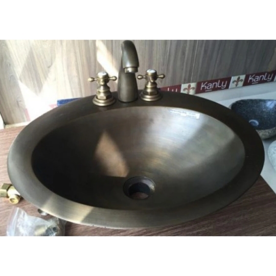 Chậu Lavabo Kanly GCL08 Đặt Bàn Đồng Thau Phong Cách Cổ