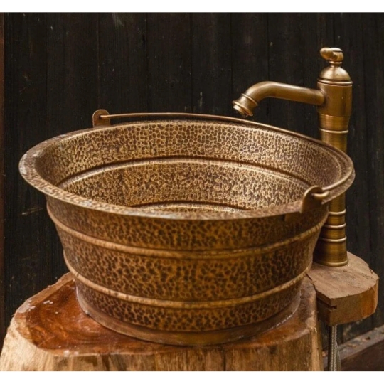 Chậu Lavabo Kanly RSC411V Đặt Bàn Đồng Thau Có Quai Xách 380x160 mm