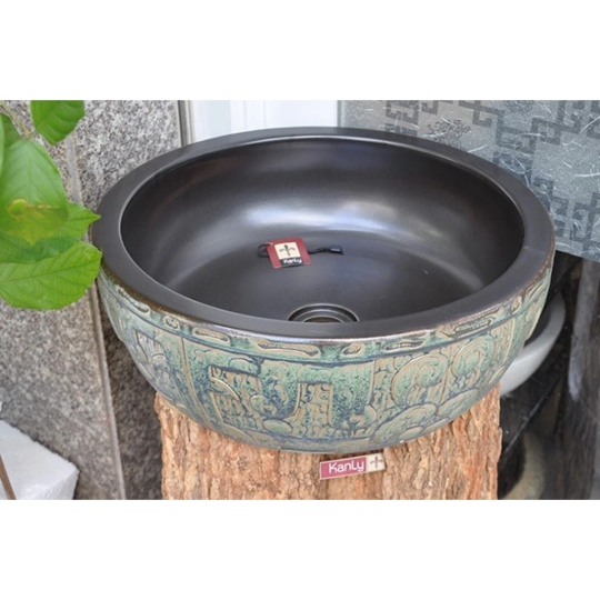 Chậu Rửa Mặt Lavabo Kanly SU014 Đặt Bàn Sứ Mỹ Thuật 400x150 mm
