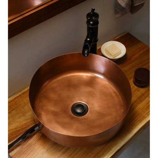Chậu Lavabo Kanly RSC402V Đặt Bàn Đồng Thau Kiểu Cổ Tròn 376x115 mm