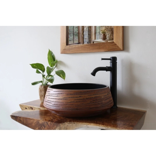 Chậu Rửa Mặt Lavabo Kanly Họa Tiết Nghệ Thuật SU009 Đặt Bàn Sứ Mỹ Thuật 400x140 mm