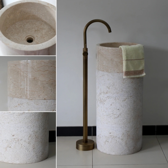 Lavabo Kanly MAR71Ci Trụ Đứng Đặt Sàn Đá Tự Nhiên