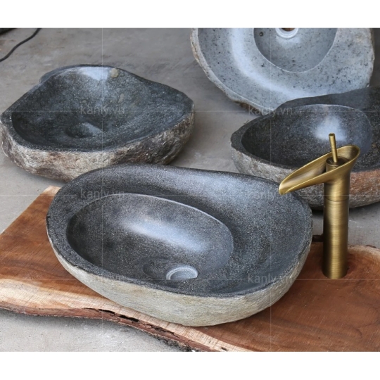 Chậu Rửa Mặt Lavabo Kanly MAR15Si Đặt Bàn Đá Cuội Tự Nhiên