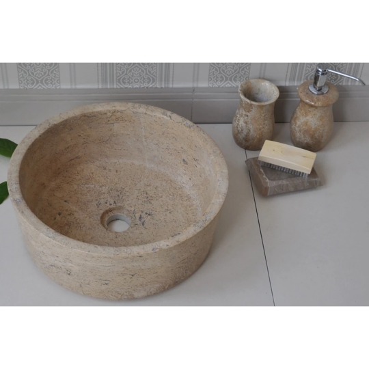 Chậu Rửa Mặt Lavabo Kanly MAR7E4 Đặt Bàn Đá Tự Nhiên 300x130 mm