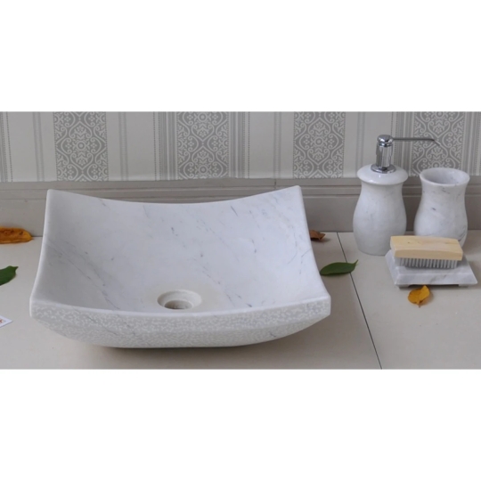 Chậu Rửa Mặt Lavabo Kanly MAR33V Đặt Bàn Đá Tự Nhiên 400x120 mm