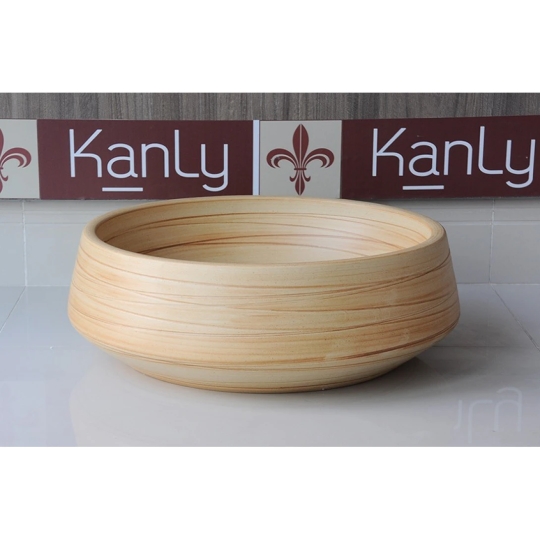Chậu Rửa Mặt Lavabo Kanly Màu Cỏ Lau SU008 Đặt Bàn Sứ Mỹ Thuật 400x150 mm