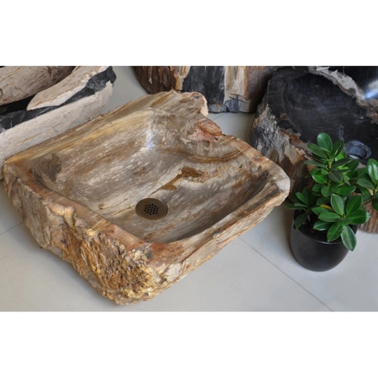 Chậu Lavabo Gỗ Hóa Thạch Kanly WDM04i Đặt Bàn 400x150 mm