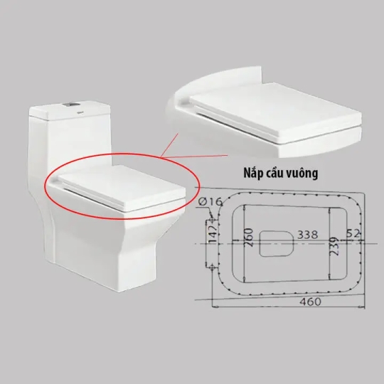 Nắp Nhựa V42 Viglacera Rơi Êm Gắn Bồn Cầu V42 Dáng Vuông