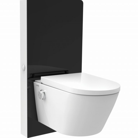 Bồn Cầu Điện Tử Viglacera Platinum P.16.320 Treo Tường Kính Đen