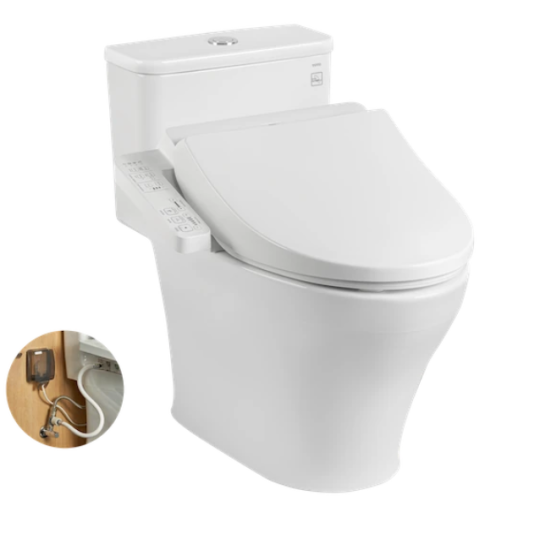 Bàn cầu một khối kèm nắp rửa điện tử WASHLET dòng C2 cơ bản – TCF23710AAA MS857DW18