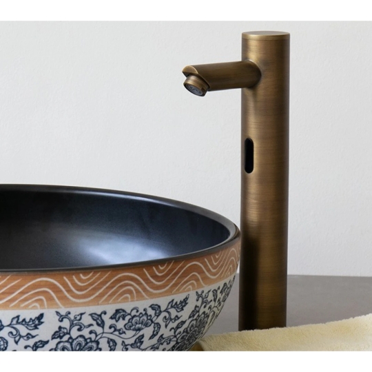 Vòi Lavabo Cảm Ứng Kanly GCAC1 Kiểu Đồng Cổ Thân Cao