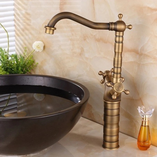 Vòi Lavabo Kanly GCA01 Nóng Lạnh Bằng Đồng Cổ Điển