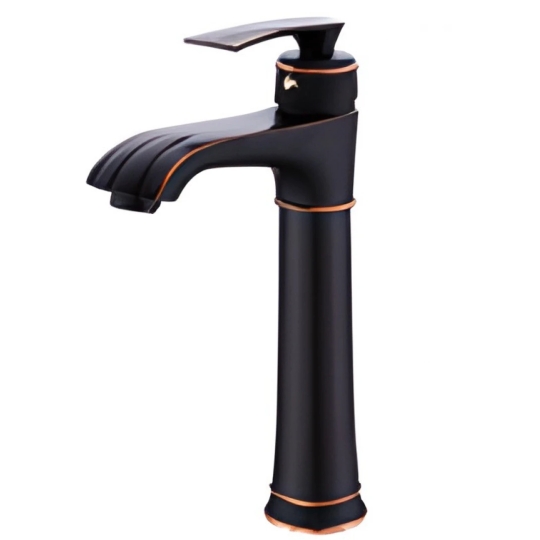 Vòi Lavabo Cổ Cao Kanly GCA41B Nóng Lạnh Bằng Đồng Màu Đen