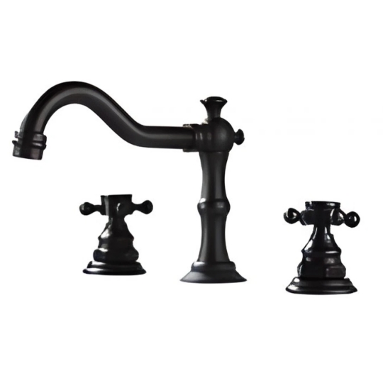 Vòi Lavabo 3 Lỗ Kanly GCB07B Nóng Lạnh Bằng Đồng Màu Đen