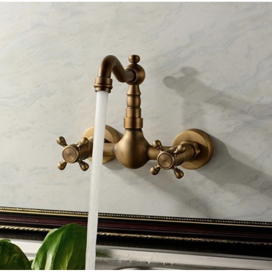 Vòi Lavabo Kanly GCT06 Nóng Lạnh Gắn Tường Bằng Đồng