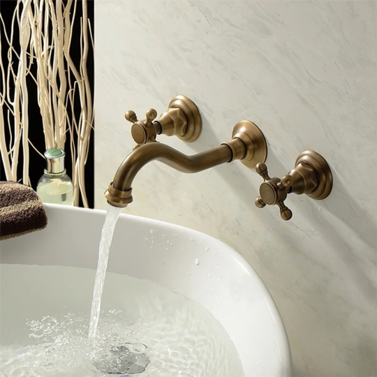 Vòi Lavabo Kanly GCT08 Nóng Lạnh Gắn Tường Giả Cổ