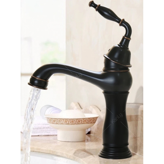 Vòi Lavabo Kanly GCV14B Nóng Lạnh Cổ Điển Màu Đen