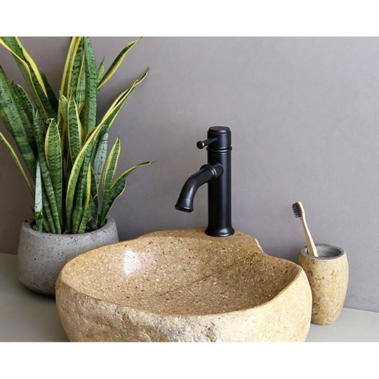 Vòi Lavabo Kanly GCV20B Nóng Lạnh Cổ Điển Màu Đen