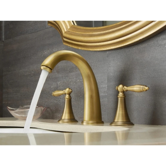 Vòi lavabo 3 lỗ Kanly GCB02 Nóng Lạnh Bằng Đồng Cổ Điển