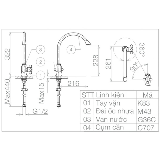 Vòi Bếp Viglacera VG707 Lạnh