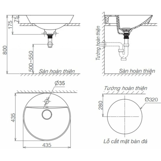 Chậu Rửa Lavabo Viglacera V26 Đặt Bàn