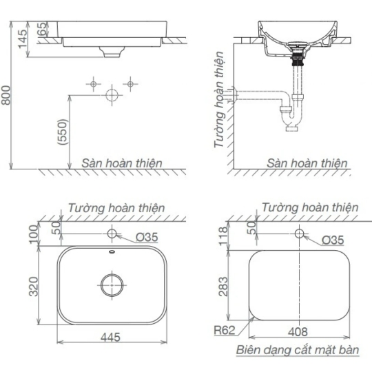 Chậu Rửa Lavabo Viglacera V27 Đặt Bàn