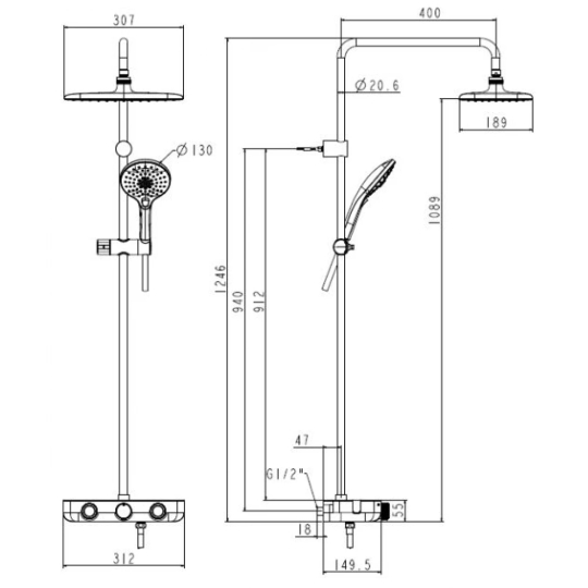 Cây Sen Cảm Biến Nhiệt American Standard WF-4955 EasySET Exposed