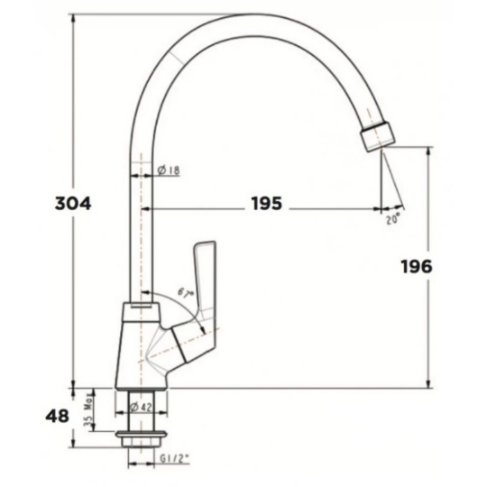 Vòi Bếp Lạnh American Standard WF-T606