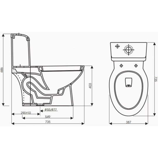 Bồn Cầu Thiên Thanh Titan CK68 Toilet 1 Khối Xả Nhấn