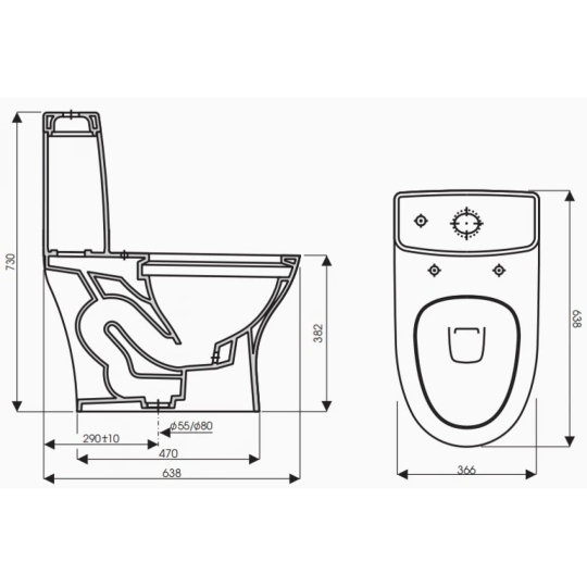 Bồn Cầu Thiên Thanh River CK 69 Toilet 1 Khối Xả Nhấn