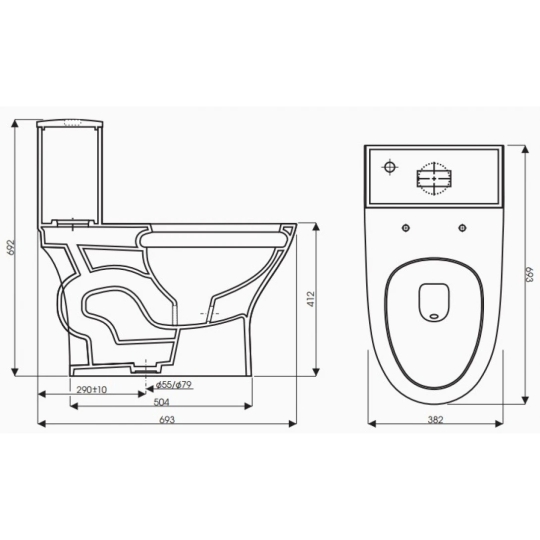 Bồn Cầu Thiên Thanh Everest CK79 Toilet 1 Khối Xả Nhấn