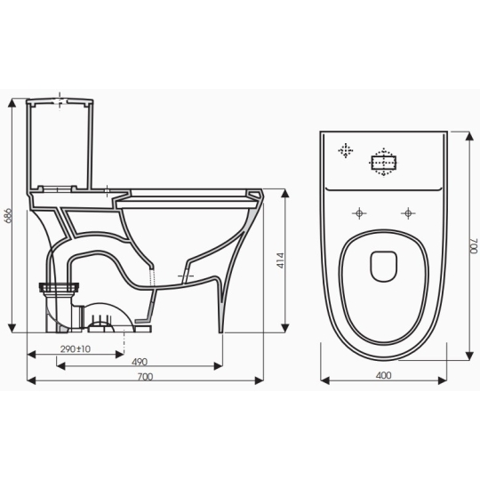 Bồn Cầu Thiên Thanh Venus CK86 Toilet 1 Khối Xả Nhấn