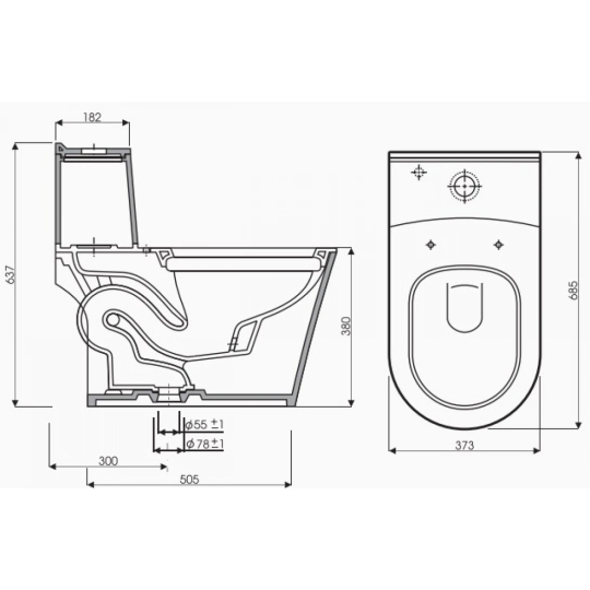 Bồn Cầu Thiên Thanh Lux CK99 Toilet 1 Khối Xả Nhấn