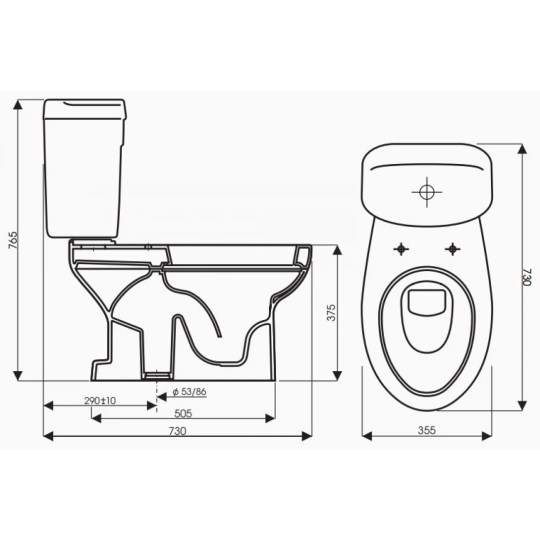 Bồn Cầu Thiên Thanh King CD4829 Toilet 2 Khối Xả Nhấn