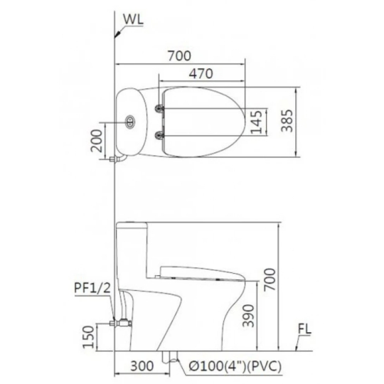 Bồn Cầu Thông Minh CAESAR CD1394/TAF400H 1 Khối