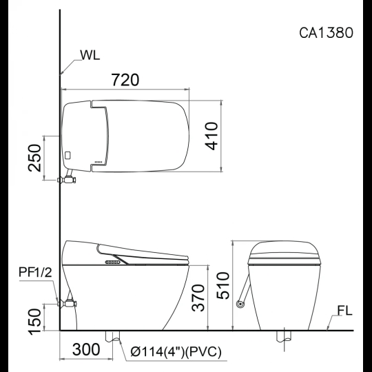Bồn Cầu Thông Minh CAESAR CA1380H Điện Tử