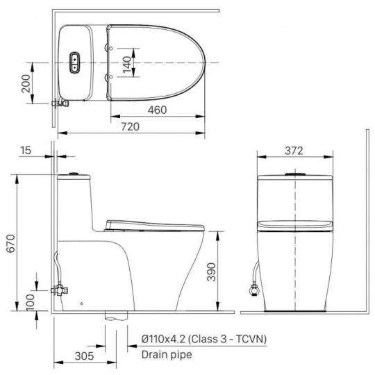Bồn Cầu Nắp Điện Tử INAX AC-989/CW-H18VN