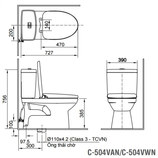 Bồn Cầu Nắp Điện Tử INAX C-504A/CW-H18VN