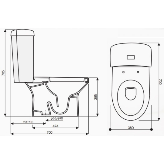 Bồn Cầu Thiên Thanh Peach CD0808 Toilet 2 Khối Xả Nhấn