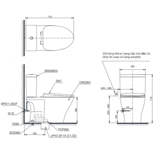 Bồn Cầu 2 Khối TOTO CS326DT10 Nắp Êm TC395VS