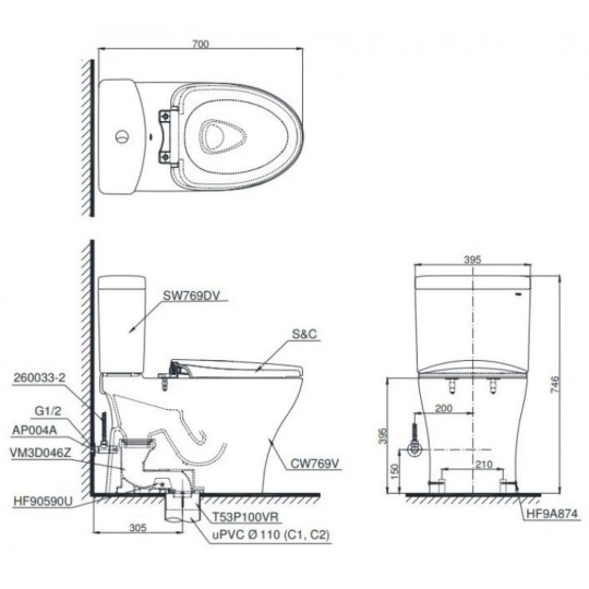 Bồn Cầu Điện Tử TOTO CS769DRW14 Nắp Rửa Washlet