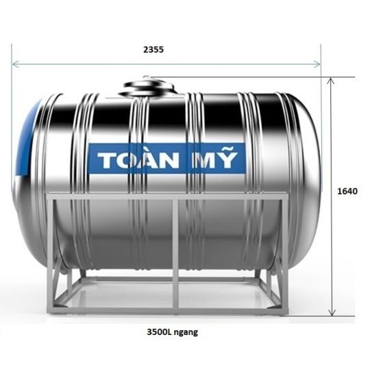 Bồn Nước Inox Toàn Mỹ 3500L Ngang SUS 304