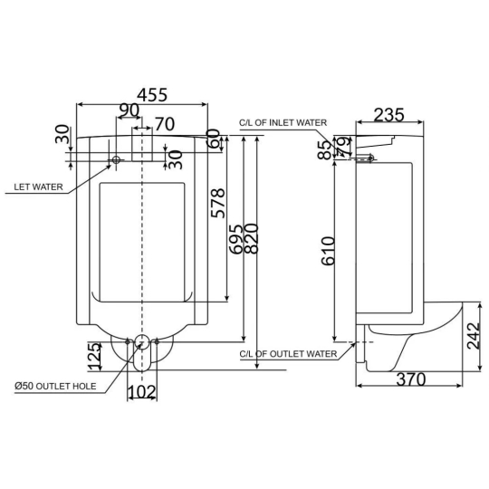 Bồn Tiểu Nam American Standard WP-6506 Treo Tường Cảm Ứng 220V