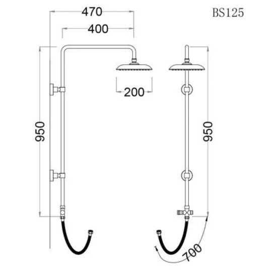 Bộ Phụ Kiện Vòi Sen Đứng CAESAR BS125