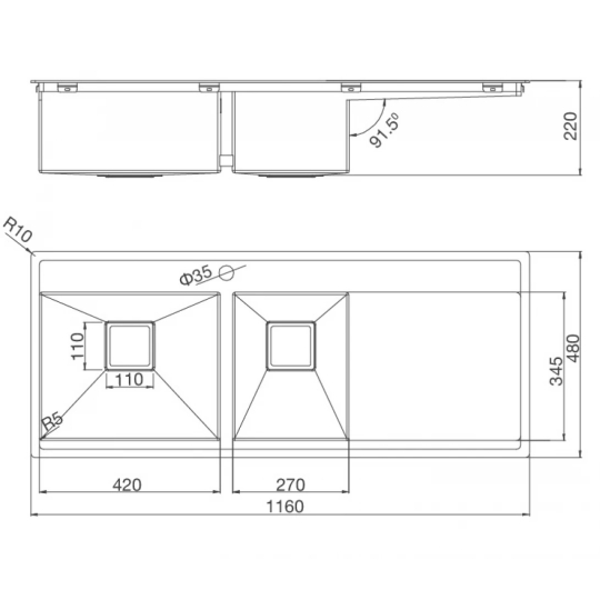 Chậu Rửa Chén Malloca MS 6306T Inox 304