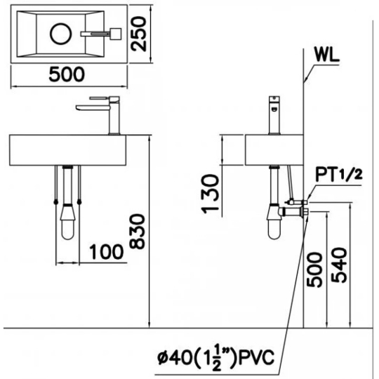 Chậu Rửa Lavabo Treo Tường CAESAR LF5239S