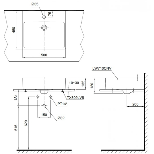 Chậu Lavabo TOTO LT710CTR#XW (LT710CTRM) 