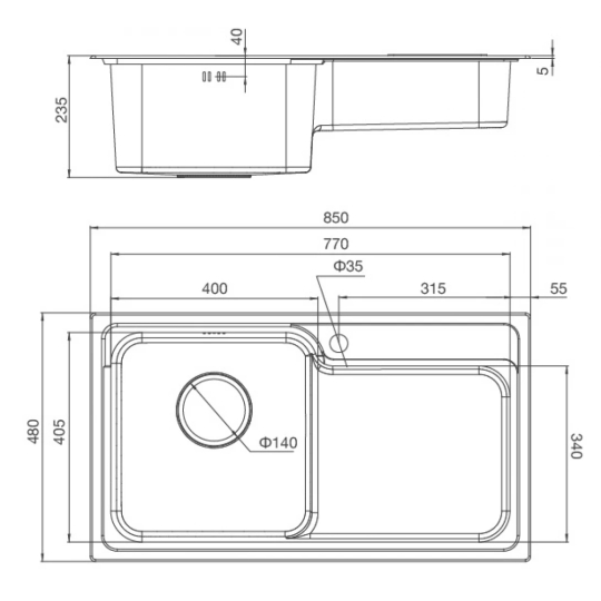 Chậu Rửa Chén Bát Malloca MS 1028 N Inox 304