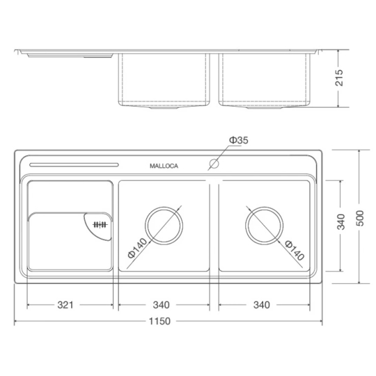 Bồn Rửa Chén Malloca MS 8816 N Inox 304